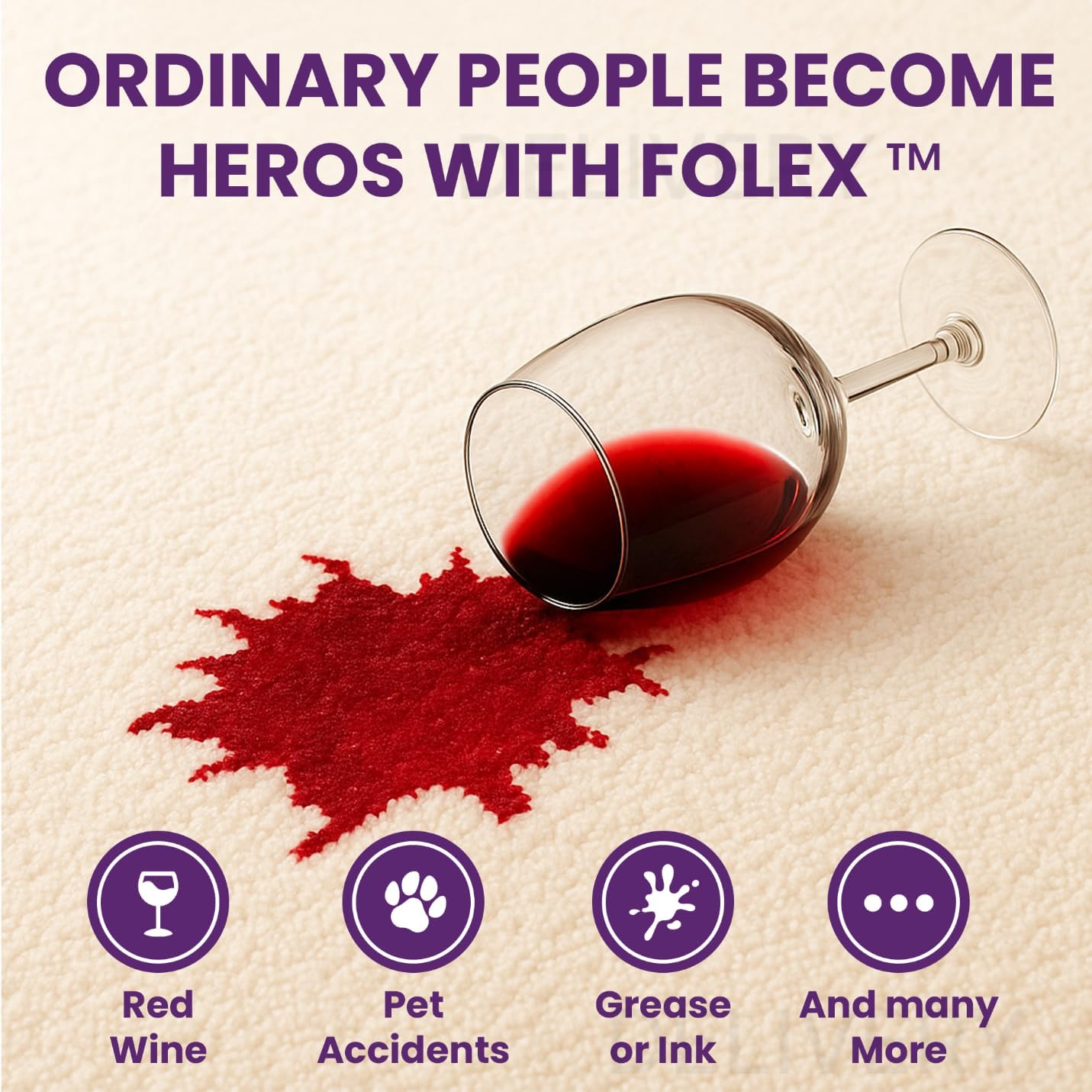 FOLEX Instant Carpet Spot Remover 32 oz – Powerful Stain Remover for Carpets, Upholstery & Rugs – Eliminates Pet Stains, Grease, Red Wine, Food, Makeup & More – With Reusable Cleaning Cloth - 1 Pack - Image 6
