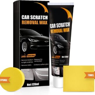 Car Scratch Removal Wax Kit - Polishing Cream with Towel & Sponge | Automotive Paint Scratch Remover & Swirl Repair | Restores Shine, Removes Marks, Protects Paint | Safe for All Car Colors