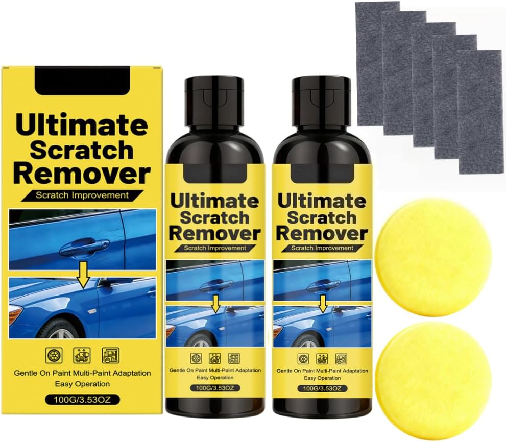 NanoPolix Scratch Remover,Nanopolix Car Cloth,Ultimate Scratch Remover,Cloth Scratch Remover Kit,Scuffs, Stains, Scratches, 100g (2pcs) (Yellow)