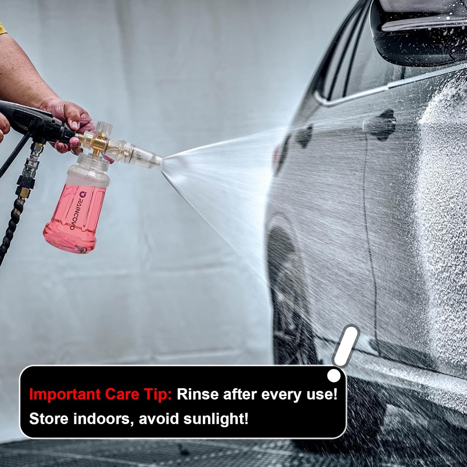 Raincovo Foam Cannon for Pressure Washer, Snow Clear Foam Cannon for Car Wash, Stainless Steel Filter, Adjustable Nozzle with M22 and 1/4 Inch Quick Connect, Additional 1.1 mm Orifice Nozzle - Image 2