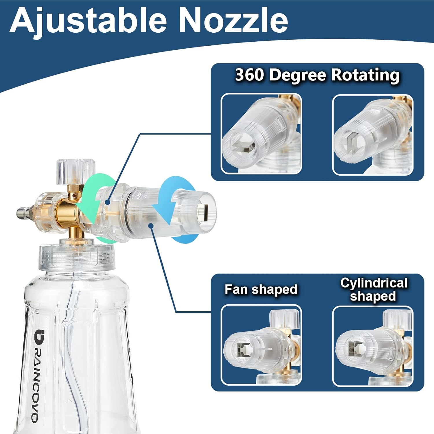 Raincovo Foam Cannon for Pressure Washer, Snow Clear Foam Cannon for Car Wash, Stainless Steel Filter, Adjustable Nozzle with M22 and 1/4 Inch Quick Connect, Additional 1.1 mm Orifice Nozzle - Image 4