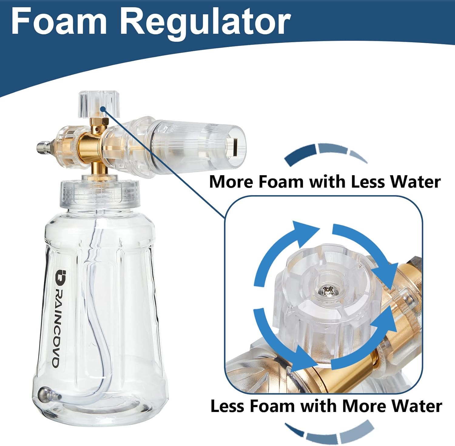 Raincovo Foam Cannon for Pressure Washer, Snow Clear Foam Cannon for Car Wash, Stainless Steel Filter, Adjustable Nozzle with M22 and 1/4 Inch Quick Connect, Additional 1.1 mm Orifice Nozzle - Image 5